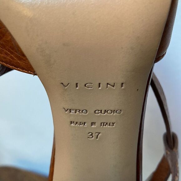 Vicini Leather Teal Color Heels Size 37 - Picture 13 of 13